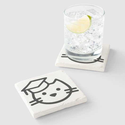 Kitten Academy Schlicht Logo Stone Untersetzer (Seitenansicht)