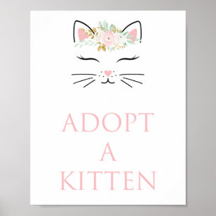 Kitten Adoption Unterschreiben Geburtstagsparty Poster
