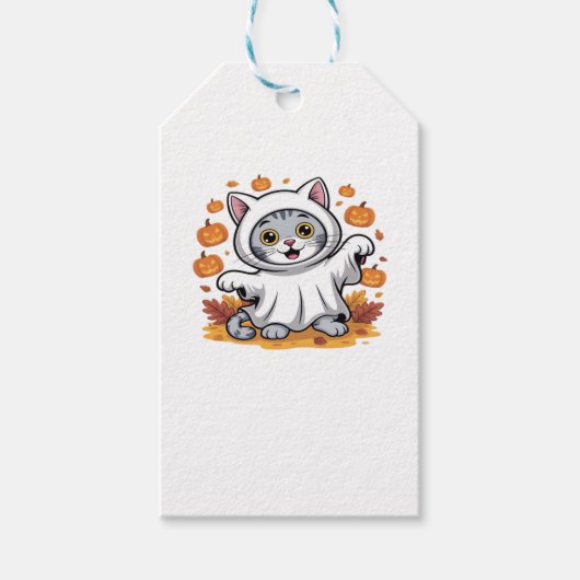 Kitten als Geist zu Halloween Classic T- Geschenkanhänger (Vorderseite)