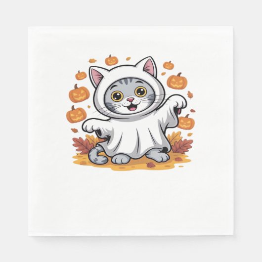 Kitten als Geist zu Halloween Classic T- Serviette (Vorderseite)