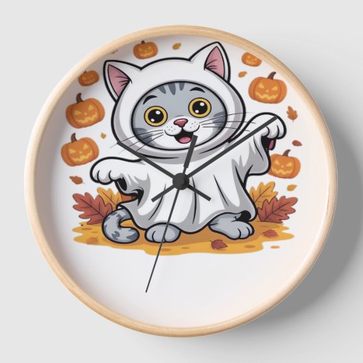 Kitten als Geist zu Halloween Classic T- Uhr (Vorderseite)