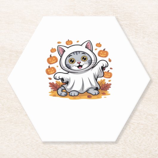 Kitten als Geist zu Halloween Classic T- Untersetzer (Vorderseite)