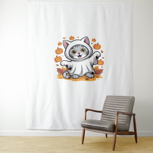 Kitten als Geist zu Halloween Classic T- Wandteppich (Beispiel)