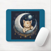 Kitten Asleep auf dem Crescent Moon Objekt Mousepad (Mit Mouse)