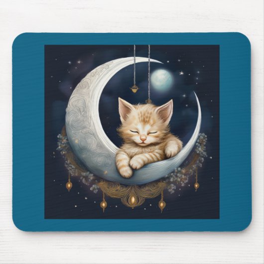 Kitten Asleep auf dem Crescent Moon Objekt Mousepad (Vorne)