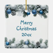 Kitten Asleep auf der festlichen Vorderseite Weihn Keramikornament (Rückseite)