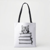 Kitten auf Büchern monochromatisch Tasche (Vorderseite)
