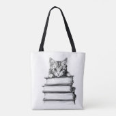 Kitten auf Büchern monochromatisch Tasche (Rückseite)
