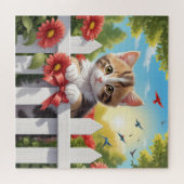 Kitten auf dem Zaun Puzzle (Horizontal)