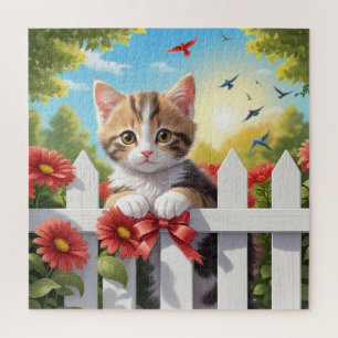Kitten auf dem Zaun Puzzle