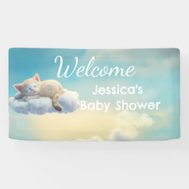 Kitten auf einer Cloud-Babydusche Banner