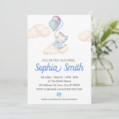 Kitten Baby Girl Baby Shower Balloons Wolken Einladung (Stehend Vorderseite)
