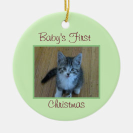 Kitten Baby's First Christmas Keramik Ornament