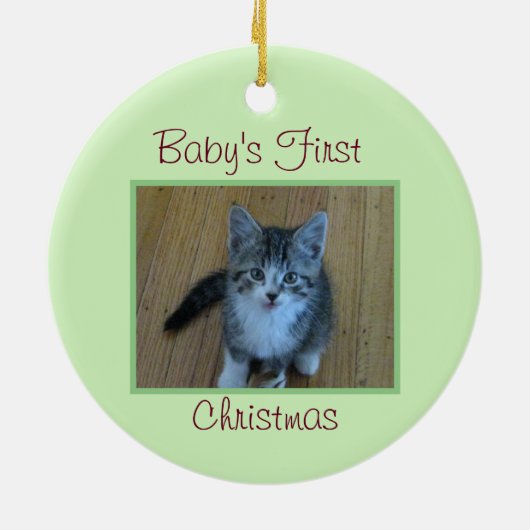 Kitten Baby's First Christmas Keramik Ornament (Hinten)