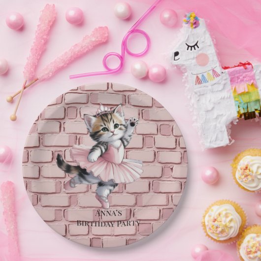 Kitten Ballerina Girl Birthday Party Paper Plates Pappteller (Party)