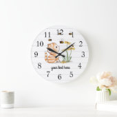 Kitten Bees Floral Wall Clock Große Wanduhr (Zuhause)