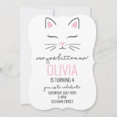 Kitten Birthday Einladen mit rosa Herzen kitschig  Einladung (Vorderseite)