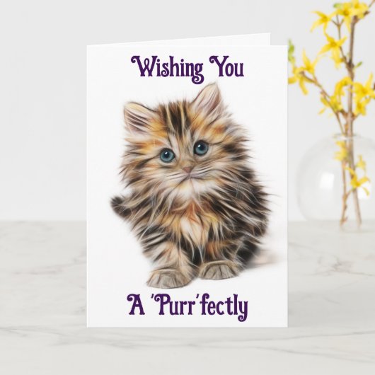 Kitten Birthday Grußkarte Karte (Gelbe Blume)