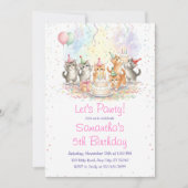 Kitten Birthday Invitation, Cute Cat Girl Theme Einladung (Vorderseite)