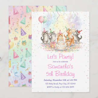 Kitten Birthday Invitation, Cute Cat Girl Theme Einladung