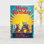 Kitten Birthday Mania Champ Karte (Gelbe Blume)