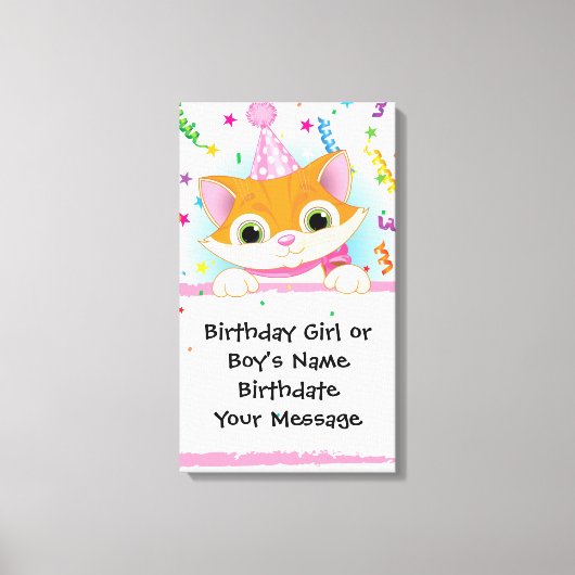 Kitten Birthday Memento Leinwanddruck (Vorderseite)