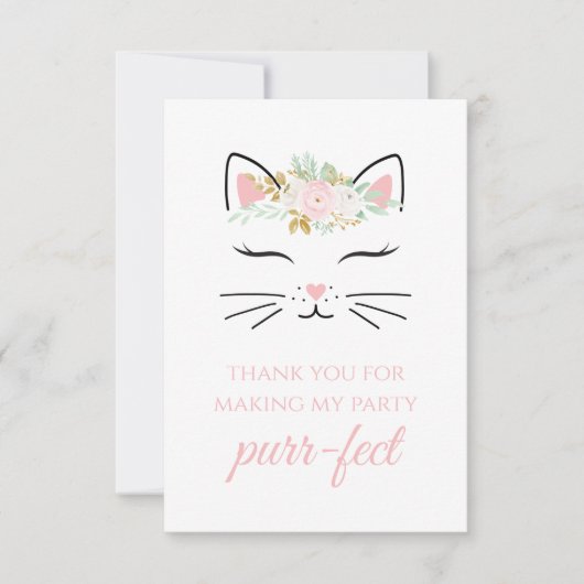 Kitten Birthday Party danke Karten Blumenkitt (Vorderseite)