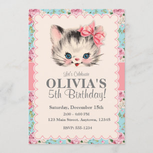 Kitten Birthday Party Einladungen