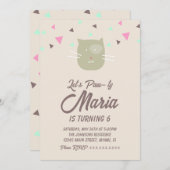 Kitten Birthday Paw-ty Party Animal Confetti Einladung (Vorne/Hinten)