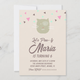 Kitten Birthday Paw-ty Party Animal Confetti Einladung