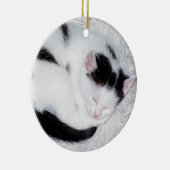 Kitten Black and White Schlafen Foto Keramik Ornament (Rechts)