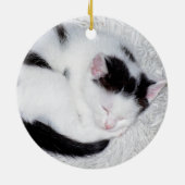 Kitten Black and White Schlafen Foto Keramik Ornament (Hinten)