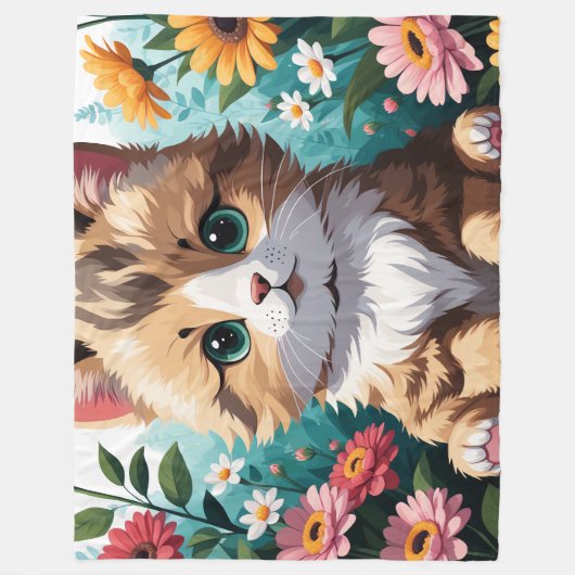Kitten & Blume Fleecedecke (Vorderseite)