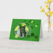 Kitten, Blume, Kleeblatts & Green Polka Dots Card Karte (Gelbe Blume)