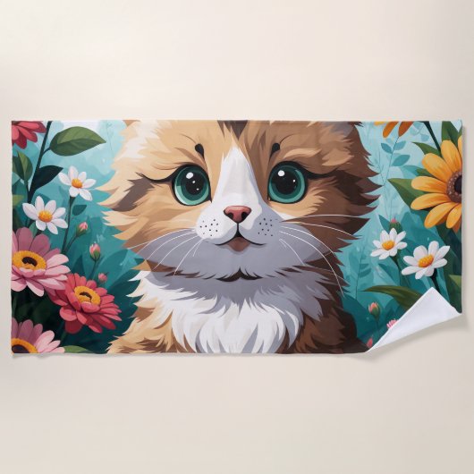 Kitten & Blume Strandtuch (Vorderseite)