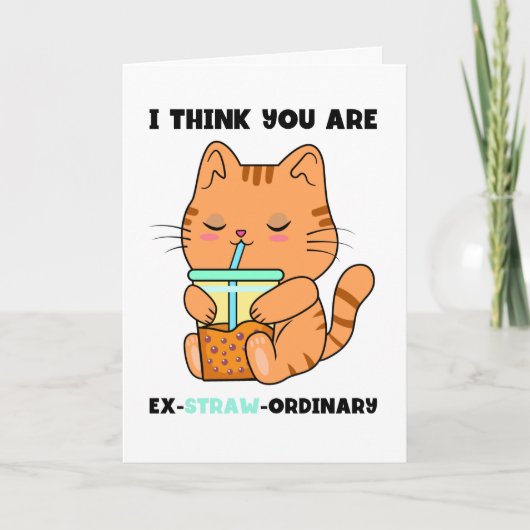 Kitten Bubble Tee Sie sind außergewöhnliche Strohp Karte (Vorderseite)