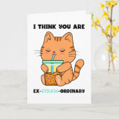 Kitten Bubble Tee Sie sind außergewöhnliche Strohp Karte (Gelbe Blume)