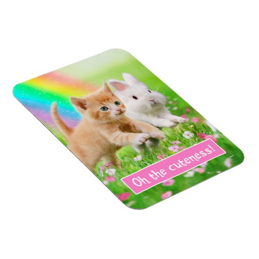 Kitten & Bunny mit Regenbogen Magnet (Rechte Seite)
