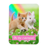 Kitten & Bunny mit Regenbogen Magnet (Vertikal)