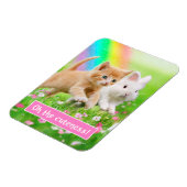 Kitten & Bunny mit Regenbogen Magnet (Linke Seite)