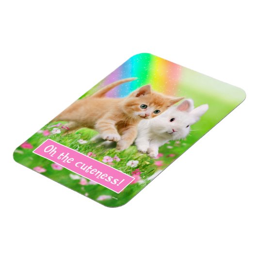 Kitten & Bunny mit Regenbogen Magnet (Linke Seite)