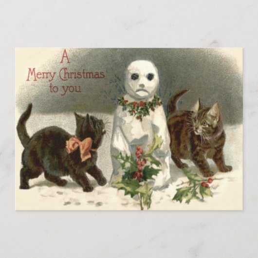 Kitten Cat Curious Snowman Holly Wreath (Vorderseite)