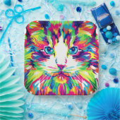 Kitten Cat Face Prismatic Design-21908 Pappteller (Party)
