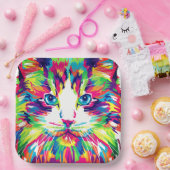 Kitten Cat Face Prismatic Design-21908 Pappteller (Party)