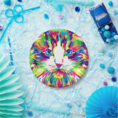 Kitten Cat Face Prismatic Design-21908 Pappteller (Party)