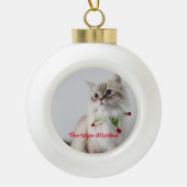 Kitten Cat Foto Typografie Niedlich Chic Keramik Kugel-Ornament (Vorderseite)