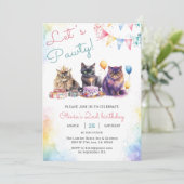 Kitten Cat Let's Pawty 2. Geburtstag Party Einladung (Stehend Vorderseite)