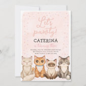Kitten Cat Let's Pawty Birthday Einladung (Vorderseite)