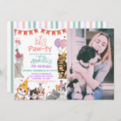 Kitten Cat Let's Pawty Birthday Einladung (Vorne/Hinten)