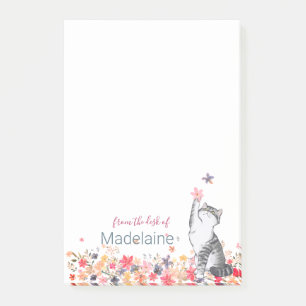 Kitten Cat Lovers Floral Personal Post-it Notes Klebezettel